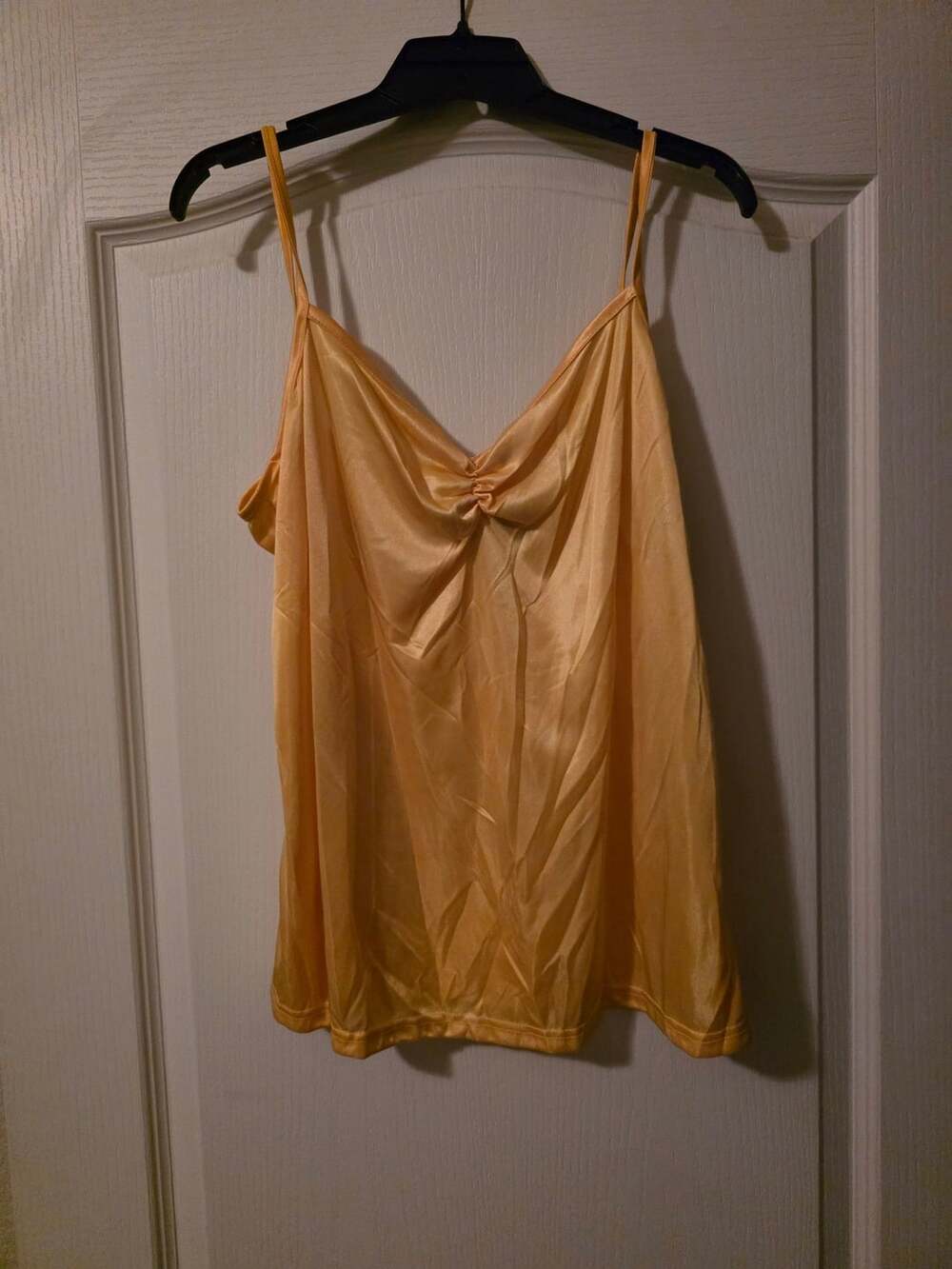 Ashley Stewart Satin Cami Tank Top Yellow Spaghetti Strap 2X
